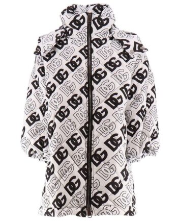 Dolce   Gabbana Dynefrakke Logo Hvid    Sort