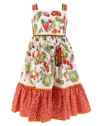 Dolce   Gabbana Kjole Capri Hvid Rød    Grøntsager