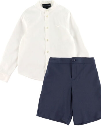 Emporio Armani Sæt Skjorte Shorts Hvid Dark Navy