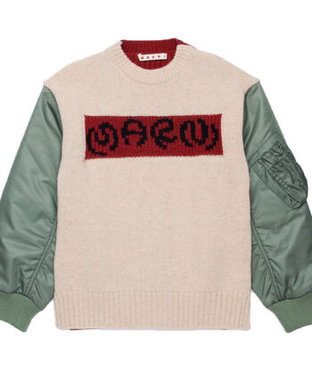 Marni Bluse Uld Nylon Beige Rød Armygrøn