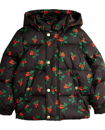 Mini Rodini Vinterjakke Lingonberries Hooded Puffer Sort