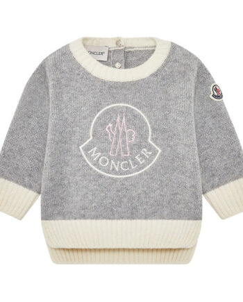 Moncler Bluse Uld Gråmeleret Creme    Logo