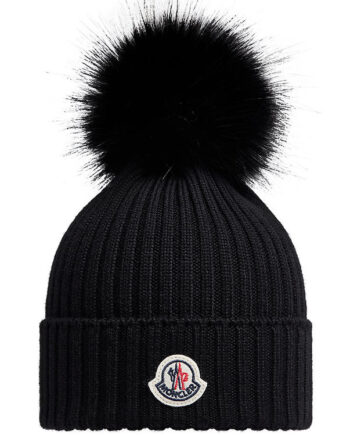 Moncler Hue Uld Sort    Imiteret Pelskvast