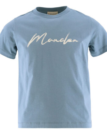Moncler  -shirt Støvet Blå    Hvid