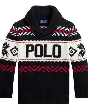 Polo Ralph Lauren Bluse Strik Holiday Sort Hvid    Rød