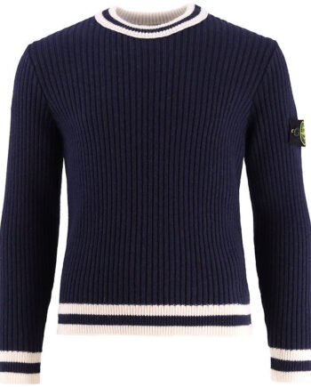 Stone Island Bluse Uld Viskose Navy    Hvid