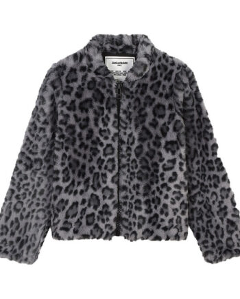 Zadig   Voltaire Jakke Imiteret Pels Sort Grå    Leopard