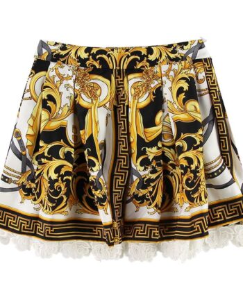 Versace Nederdel Silke Sort Hvid    Guldprint