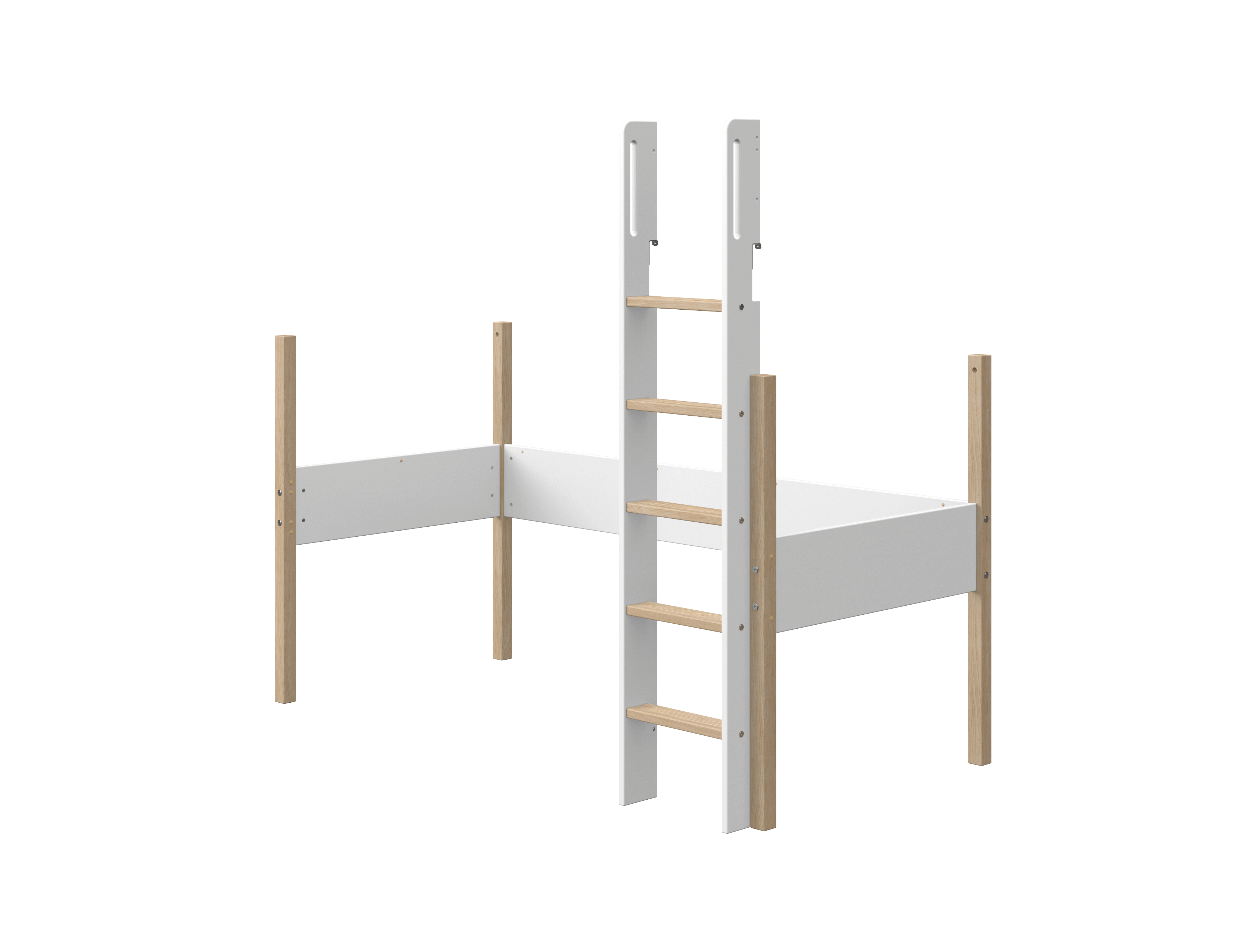 Flexa Nor Stige  Ben Og Sengegavl Hvid Eg