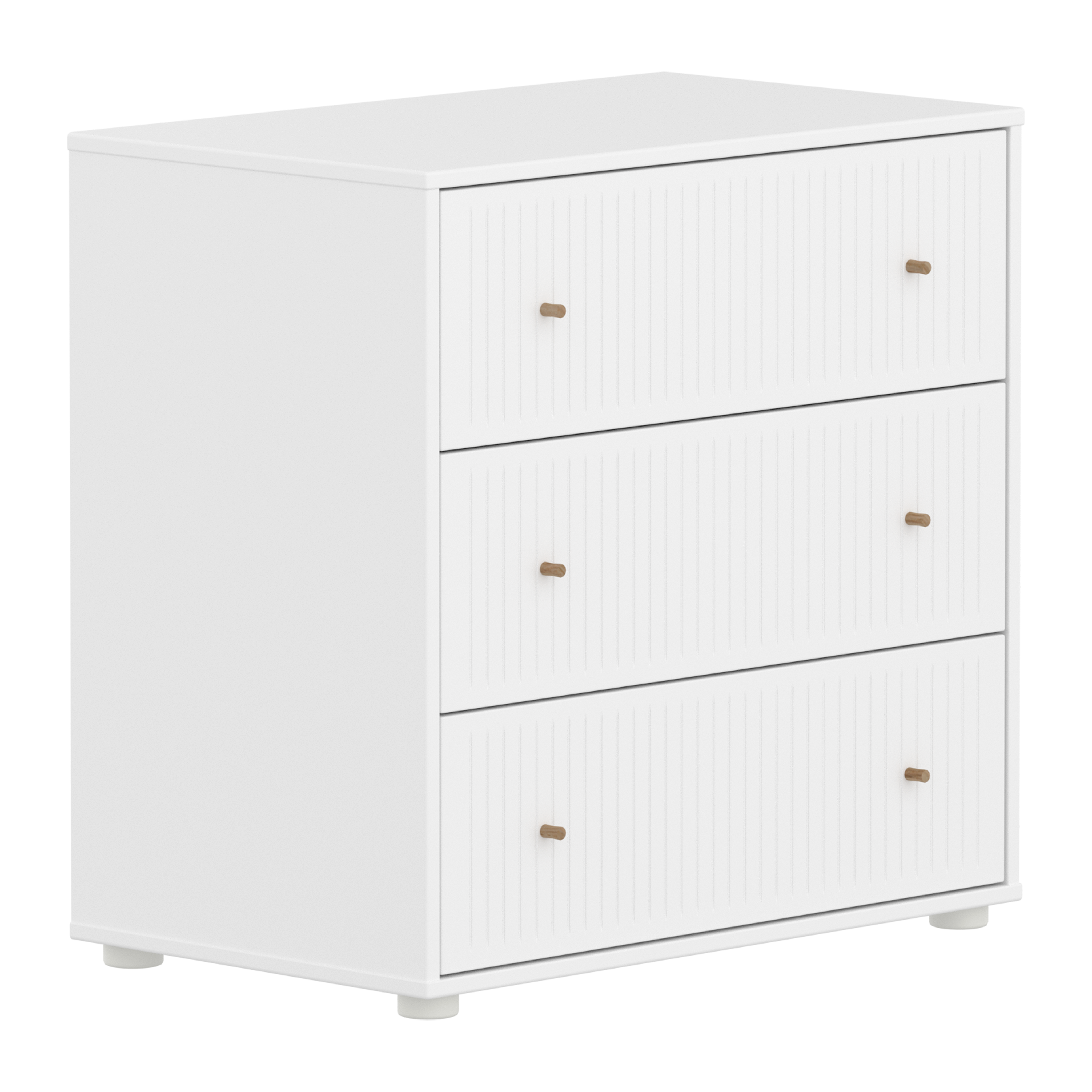 Flexa Saga Kommode74x75 5x45 Hvid Riller Egetræsgreb