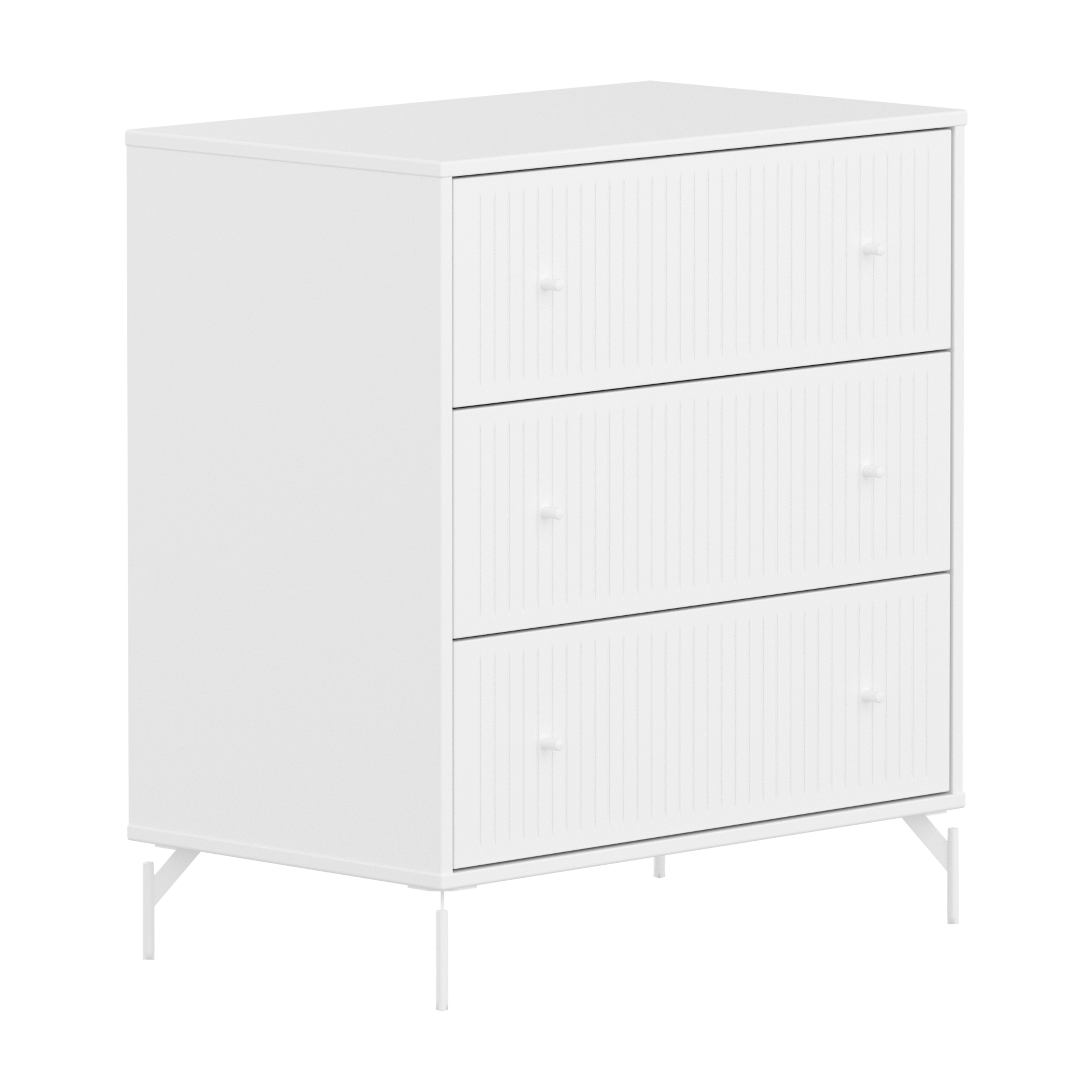 Flexa Saga Kommode 84x75 5x45 Hvid Riller Hvide Ben Og Greb