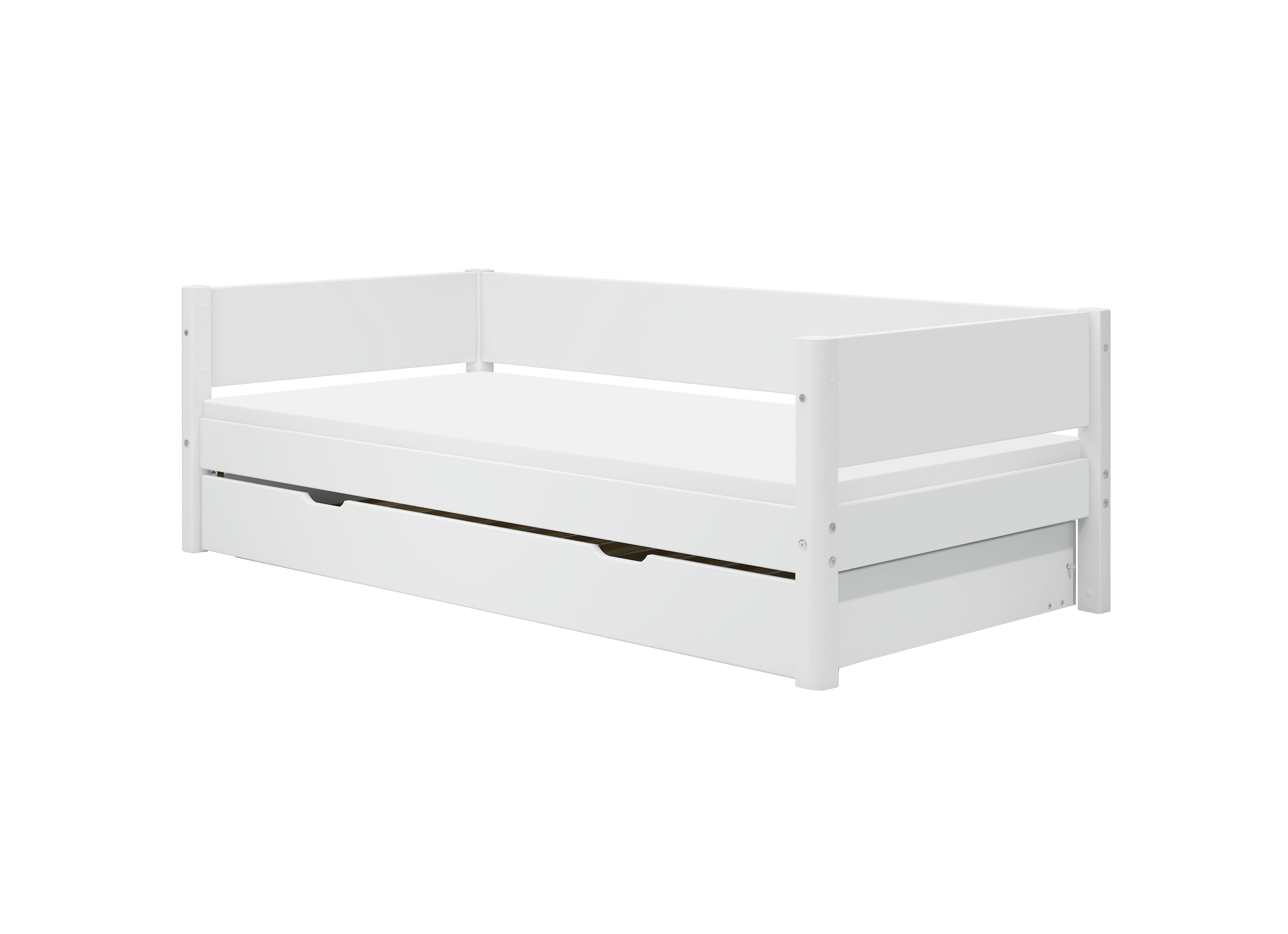 Flexa White Enkeltseng 90x200 Cm    Baggavl Incl  Udtræksseng Hvid Eg