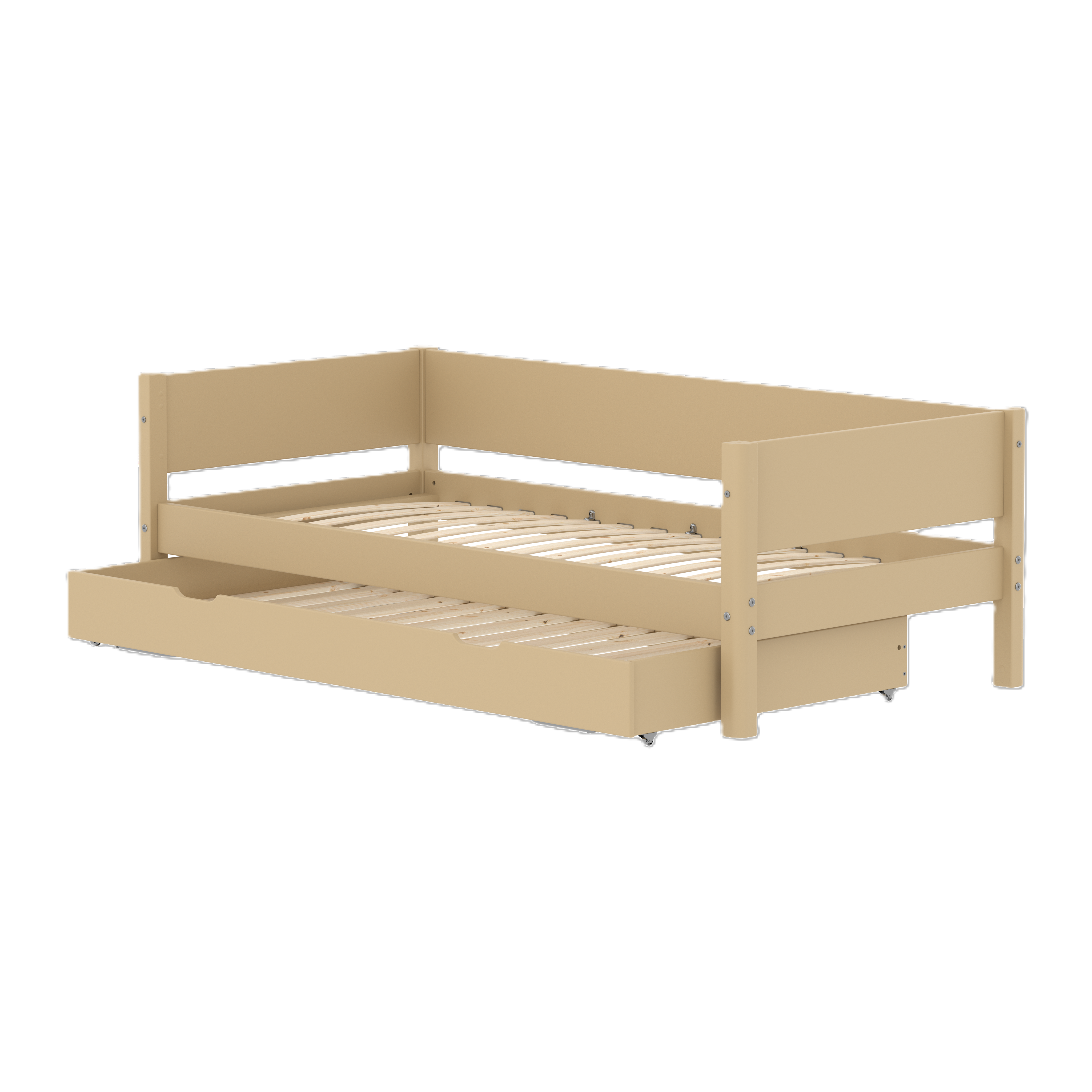 Flexa White Enkeltseng 90x200 Cm    Baggavl Incl  Udtræksseng Sand Eg