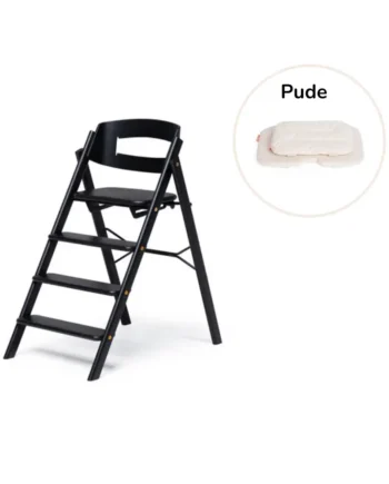 Klapp Højstol Foldbar Eg Inkl  Pude Sort