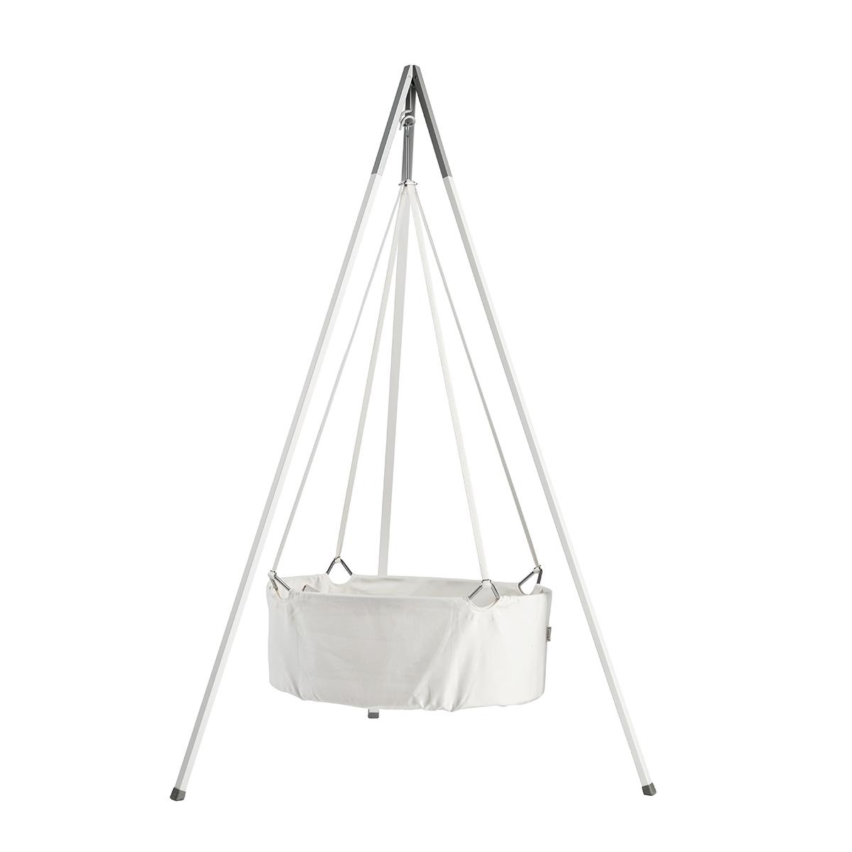 Leander Classic Vugge   Madras Og Stativ  Hvid