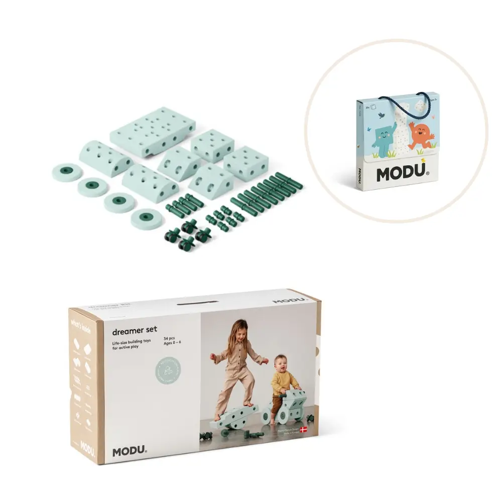 Modu Dreamer Sæt Inkl  Legekort Ocean Mint Forest Green
