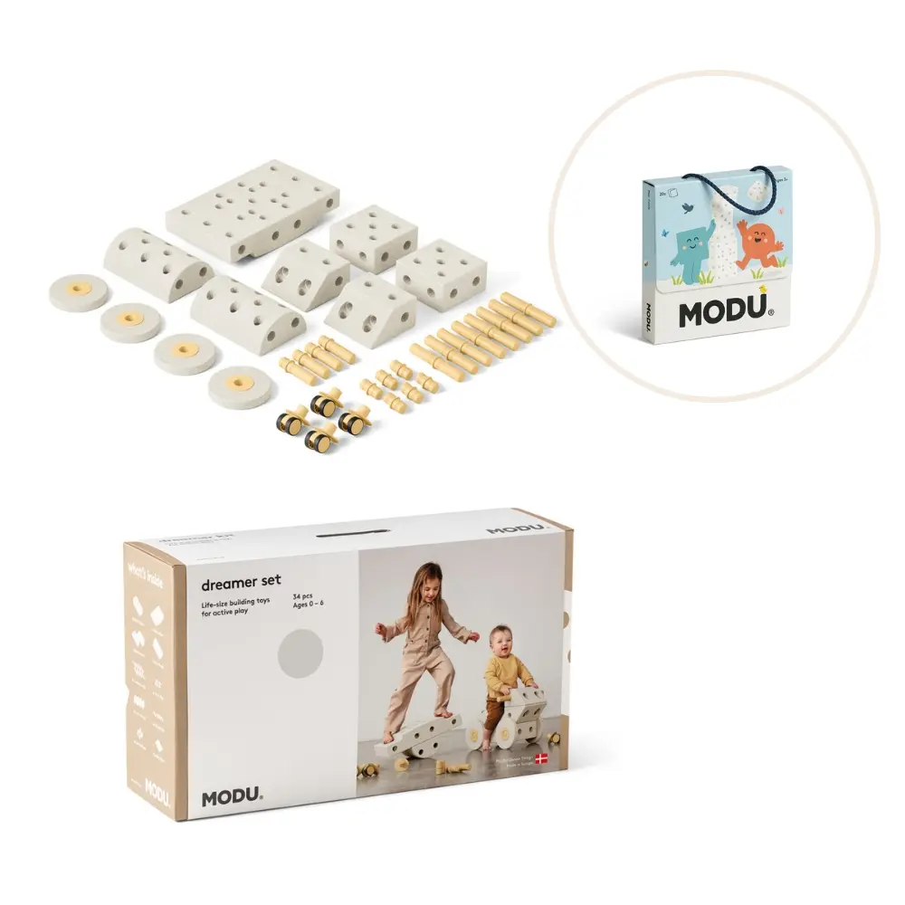 Modu Dreamer Sæt Inkl  Legekort Sand Grey Honey Yellow
