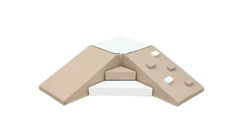 Skum Legesæt Med Rutsjebane Og Klatrevæg Hårdt Skum Beige Hvid