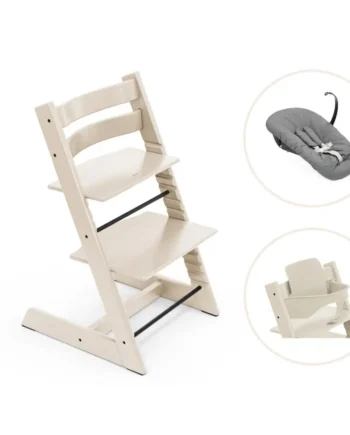 Tripp Trapp Højstol Bøg Inkl  Newborn Sæt Og Babysæt Vanilla White
