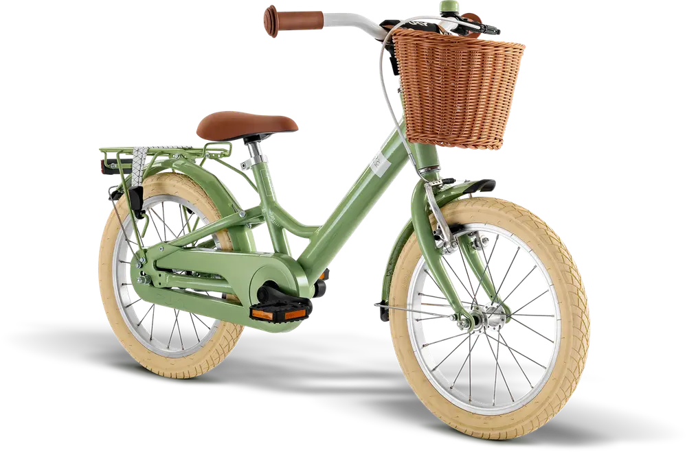 Youke Classic 16 Alu Legecykel Med Kurv Retro Grøn