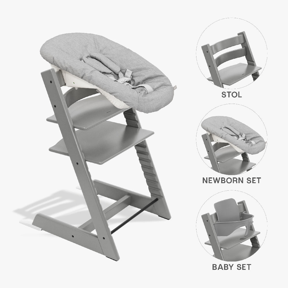 Stokke Tripp Trapp Bundle Højstol Babyset Og Newborn Storm Grey