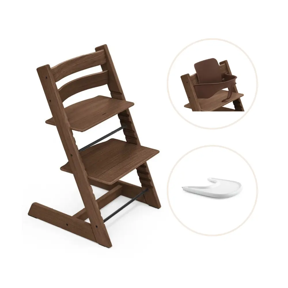 Tripp Trapp Højstol Eg Inkl  Babysæt Og Tray Warm Brown