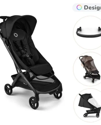 Bugaboo Butterfly   Klapvogn Med Bøjle  Myggenet Og Regnslag Black Heritage Black