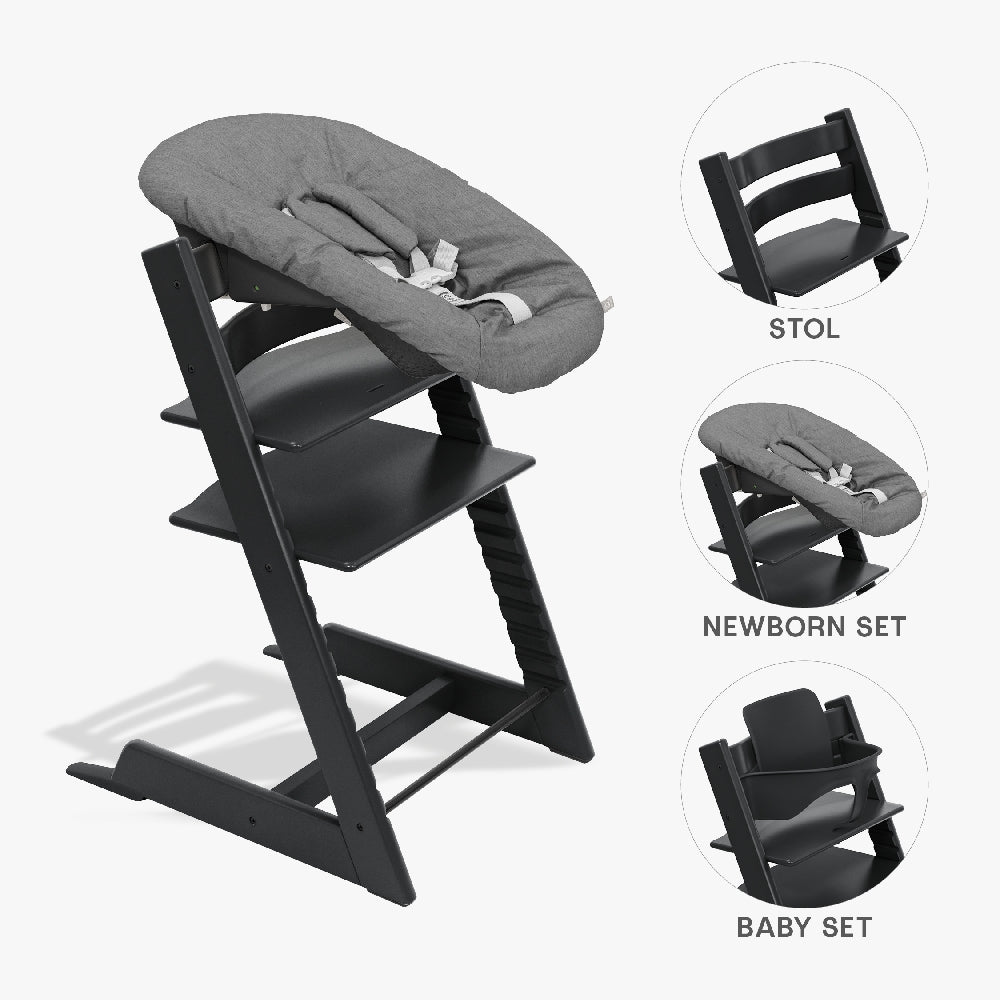 Stokke Tripp Trapp Bundle Højstol Babyset Og Newborn Sort