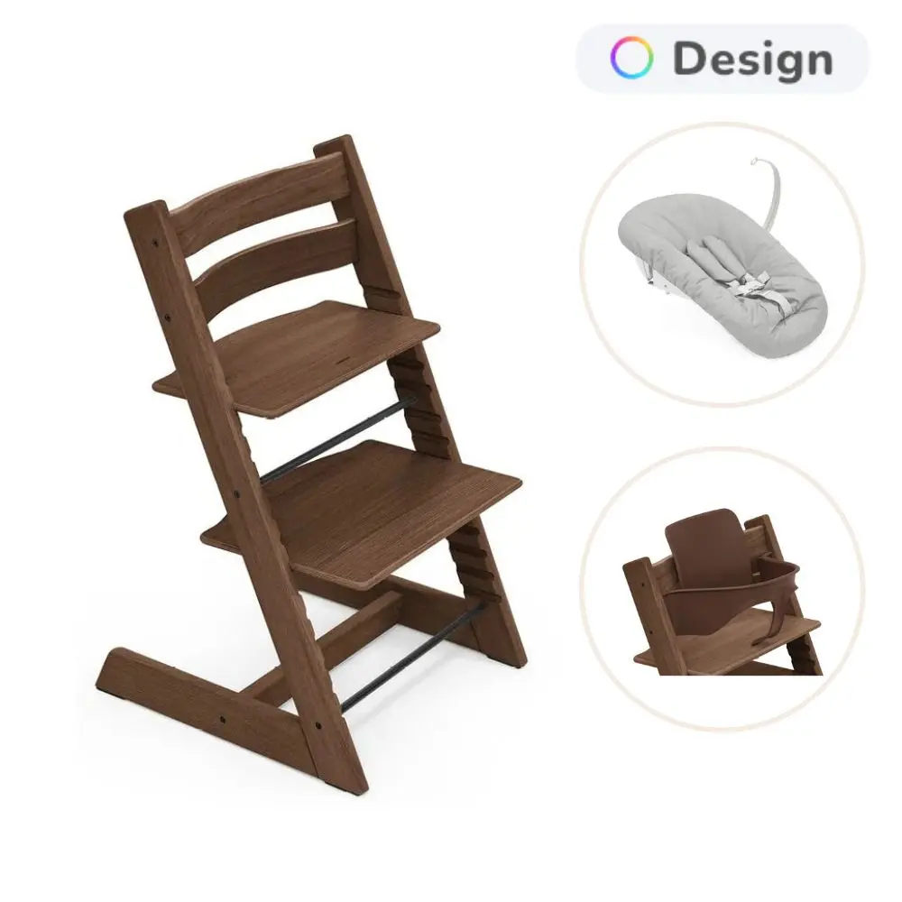 Tripp Trapp Højstol Eg Inkl Newborn Sæt Og Babysæt Warm Brown